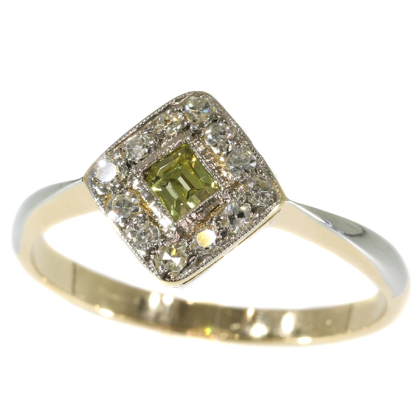 Original antique Art Deco natural fancy color diamond engagement ring